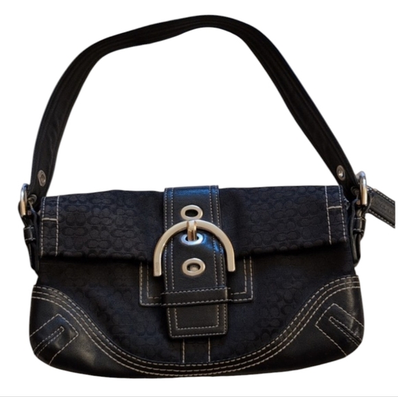 Coach Handbags - Coach Coach 3628 Vintage Soho Shoulder Bag Black Canvas Leather Monogram